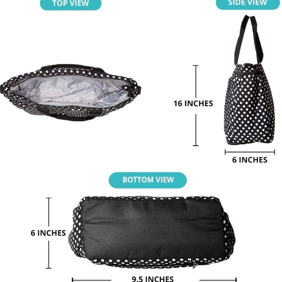 Black and White Polka Dot Diaper Bag Travel Set - Picture 5 of 7